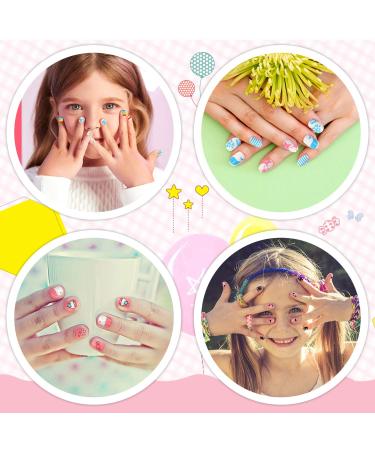 96 Pcs Kids Fake Nails - Pre-glue Full Cover Short False Nails for Girls | Lovely Gift for Children - Refreshing and Cute - Buy Online on GoSupps.com