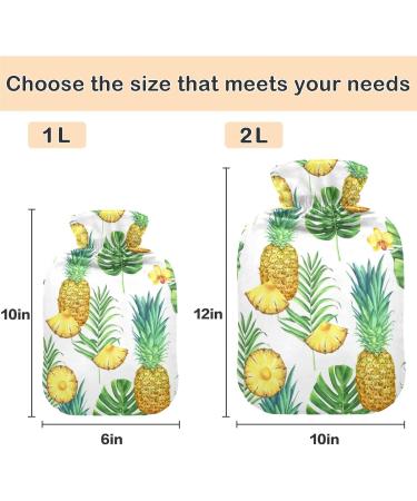 Naanle Pineapple Palm Leaf Hot Water Bottle - 1L Heat & Cold Therapy for Pain Relief | Transparent Design for Bed Hand & Foot Comfort - Buy Online on GoSupps.com