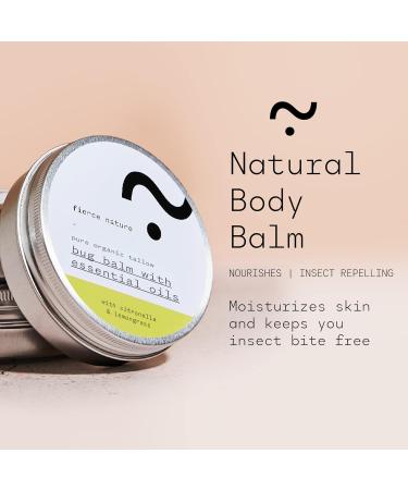Bug Balm with Essential Oils Natural Tallow Balm with Citronella Vitamin-Rich Body and Hand Balm Men and Women Nourishing Bug Body Balm Light Lemongrass Scent 100g - Fierce Nature - Buy Online on GoSupps.com