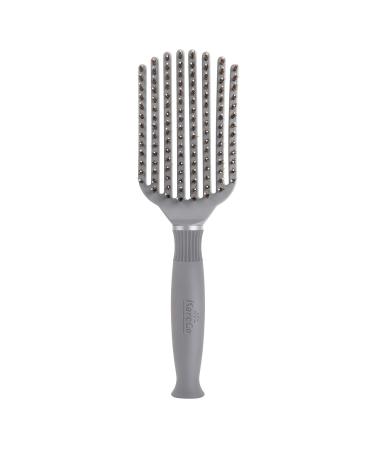 (All New) KareCo Tangle Buster Flexible Paddle Brush  Detangler & Styler for All Hair Types | Dual Nylon and Boar Bristles (9 Fingers)