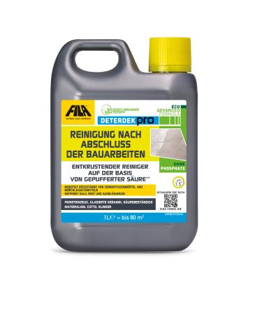 FILA Surface Care Solutions DETERDEK PRO anti-incrustation cleaner based on buffered acid: excellent for cleaning after construction work to remove cement residues 1 L