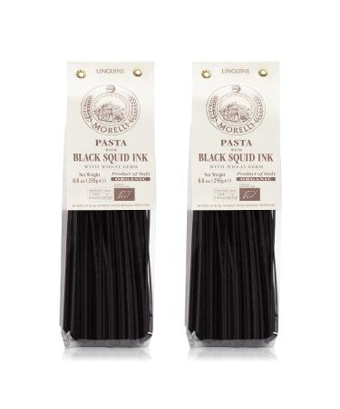 Morelli Squid Ink Pasta Linguine- Organic Italian Pasta - Black Pasta Noodles - Durum Wheat Semolina - Nero Di Seppia Made in Italy - 8.8oz / 250g (pack of 2) 8.8 Ounce (Pack of 2)