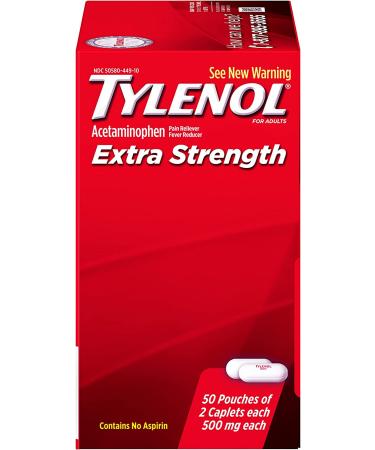 Tylenol Extra Strength Caplets 2-Pack | 100 ct | Pain Reliever & Fever Reducer - Buy Online on GoSupps.com