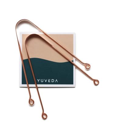 Tongue cleaner made of copper |2 Ayurveda tongue scraper for Ayurveda ritual |Fighting and eliminating bad breath |Remove tongue covering |including travel bag - Yuveda