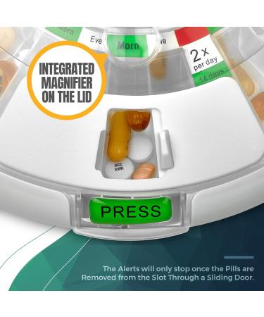 28-Day Automatic Pill Dispenser with LCD Display - Secure Key Lock Medication Organizer for Seniors with Reminder Alarm - Buy Online on GoSupps.com