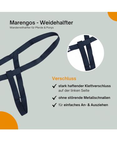 Marengos Weide Halver | Soft Halter for Horses & Ponies | Durable Handlebar for Pasture | Night Blue Warmblood Size | International Shipping - Buy Online on GoSupps.com