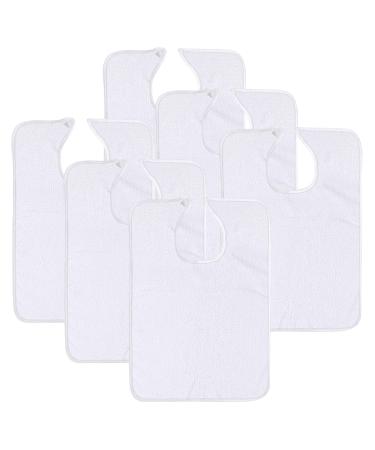6 Pack White Adult Terry Bibs
