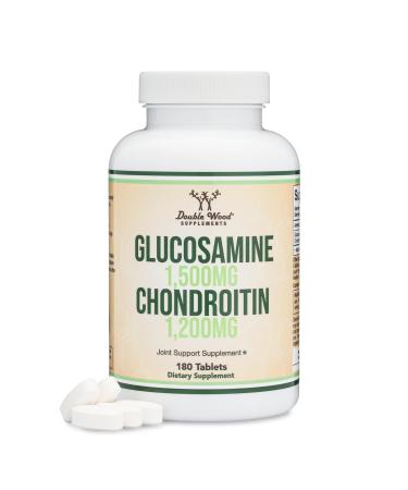Glucosamine Chondroitin Triple Strength (1,500mg Glucosamine Sulfate 1,200mg Chondroitin) 180 Tablets Two Month Supply (Joint Support Supplement) Gluten Free Non-GMO by Double Wood