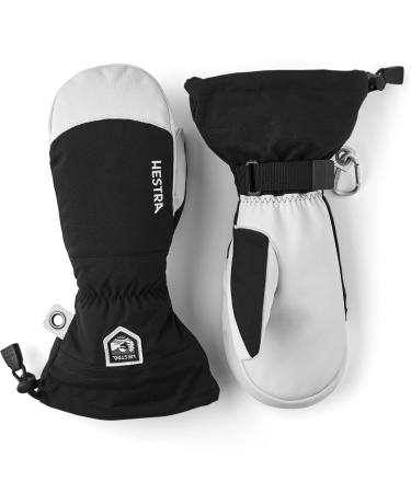 Hestra ski glove Heli made of leather - classic snow mittens for skiing snowboarding and mountaineering Black 10