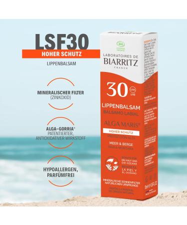 Laboratoires de Biarritz Alga Maris Bio Lip Balm - Meer & Mountains LSF30 - Hydrating Long-Lasting Protection 15ml - Certified Organic - Buy Online on GoSupps.com