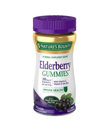 Natures Bounty Elderberry Gummies, Immune Support, Contains Vitamin A, C, D, E and Zinc, 40 Gummies 40 Count (Pack of 1) - Buy Online on GoSupps.com