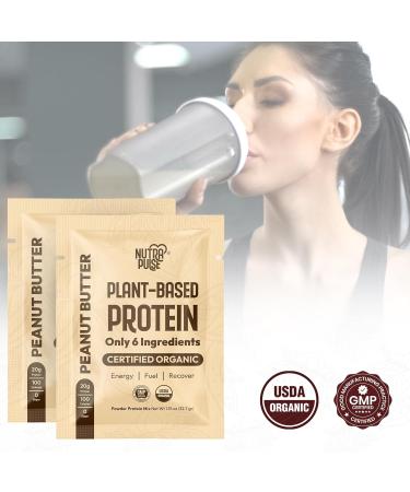 Organic Vegan Protein Powder Sample Pack - 20g Plant-Based Protein Gluten-Free Non-GMO Perfect for Smoothies & Shakes - Peanut Butter (Pack of 8 - Buy Online on GoSupps.com