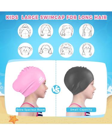 Funown Waterproof Bathing Cap for Kids | Unisex Swimming Cap for Long/Short Hair | Ideal for Ages 3-15 | Silicone in Violet - Buy Online on GoSupps.com