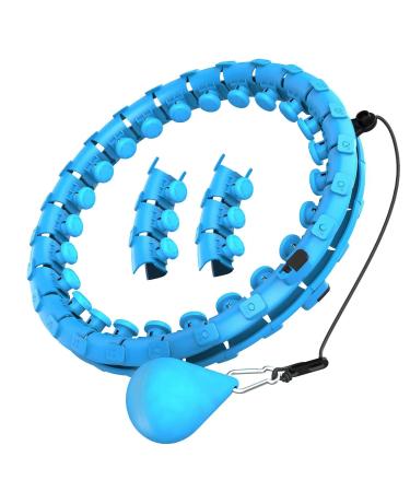Dumoyi Smart Weighted Fit Hoop for Adults Weight Loss, 24 Detachable Knots, 2 in 1 Adomen Fitness Massage, Great for Adults and Beginners Blue