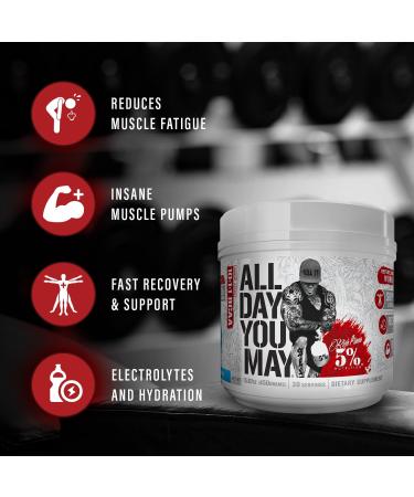 5% Nutrition Rich Piana AllDayYouMay BCAA Powder | Premium Intra & Post Workout Amino Acids EAA Electrolytes | Hydration Endurance Recovery | Vegan & Keto | 16.93 oz 30 Srvgs (Blue Raspberry) - Buy Online on GoSupps.com