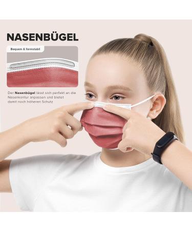 50 Small Red Disposable Face Masks | Made in Germany | CE Certified | Triple Layer Filtration | Elastic Earloops | Breathable | Type IIR - 99.78% Filtration - Buy Online on GoSupps.com