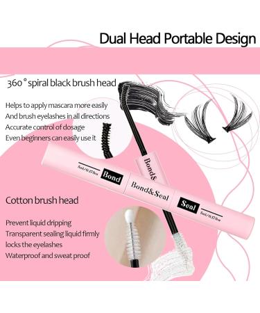 Qiveaory Lash Bond and Seal Kit 2Pcs DIY Lash Extension Waterproof Lashe Cluster Glue 72h Hold Portable Individual Lash Glue for Eyelash Extensions Beginners Black Bond&Clear Seal(5ml+5ml) - Buy Online on GoSupps.com