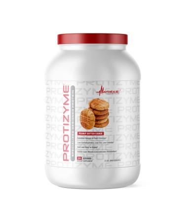Metabolic Nutrition Protizyme 100% Whey Protein Powder High Protein Low Carb Low Fat with Digestive Enzymes 24 Essential Vitamins and Minerals Peanut Butter Cookie 2 Pound