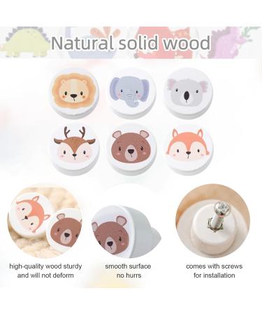Aynkh Drawer Handles - 6 Pack 35mm Cartoon Motif Wood with Silicone Door Protection for Children's Room Kitchen & Bedroom - Buy Online on GoSupps.com