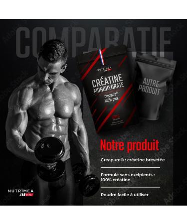 Creapure Creatine Monohydrate - 100% Pure - Performance and Muscle Recovery - Scientific Quality and French Expertise - 500 g - Nutrimea - Made in France - Buy Online on GoSupps.com