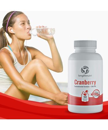 Cranberry 500mg Vegetarian Capsules - UTI Support | Pure Fruit Extract 25,000mg with Vitamin C & E | Herbal Supplement for Urinary Health | 180 Capsules - Buy Online on GoSupps.com