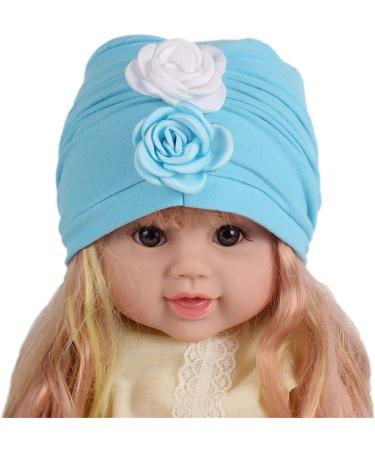 Qhome Girls Chunky Double Flower Beanie Kids Hat Turban - White - Buy Online on GoSupps.com
