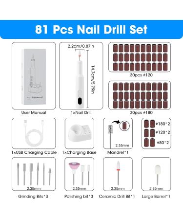 Cordless Nail Drill Electric Nail Files Kit with Dual Charge Ports 3 Speeds Professional Rechargeable Nail File Set Portable Electric Manicure and Pedicure Set for Shaping/Polishing/Removing Callus - Buy Online on GoSupps.com