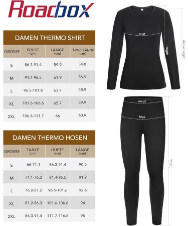 Roadbox Women's Thermal Underwear Set - Warm Functional Winter Gear for Skiing & Motorcycling - M Black - Buy Online on GoSupps.com