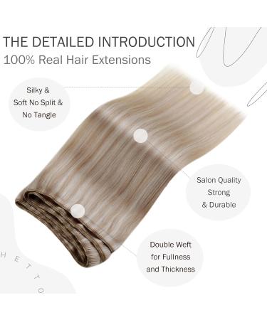 Hetto Tressen Extensions - Real Hair #18/613 Ash Blonde Highlights | 50cm 100g Premium Quality for Naturally Treated Recovery - Buy Online on GoSupps.com