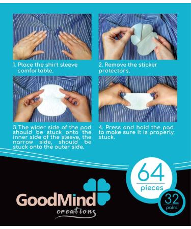 64pcs Underarm Sweat Pads - Fight Excessive Sweating and Stains - Disposable Cotton Pads (32 pairs) - Buy Online on GoSupps.com