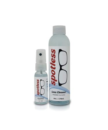 Spotless Lens Cleaner Spray | Advanced Formula for Cleaning Lenses Eyeglasses Sunglasses | 1 oz Spray + 6 oz Refill Bottle