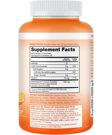 Qunol Zero Sugar Turmeric Gummies - 500mg Curcumin Joint Support Vegetarian Gluten-Free Ultra High Absorption 120 Count - International Shipping Available - Buy Online on GoSupps.com