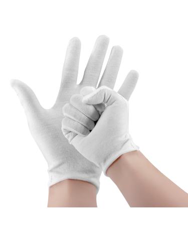 12 Pairs White Cotton Gloves White Gloves 100% Cotton for Kids and Adults Skin Care Eczema & Dry Hands