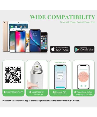 FDA Certified Blackhead Remover Pore Vacuum with WiFi Camera and 6 Suction Heads - Electric Facial Cleanser for Pimple Acne Extraction - White - Buy Online on GoSupps.com