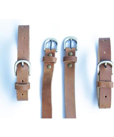 Jeereal Genuine Leather Stirrup Straps (4 Pack) - Adjustable Length Bourbon Brown | Metal Buckle | Premium Quality - Buy Online on GoSupps.com