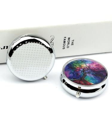 Travel Pill Box Case - 3 Compartment Portable Organizer for Purse & Pocket - Night Tree Design - Buy Online on GoSupps.com