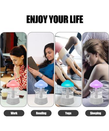 Rain Cloud Humidifier with Mushroom Rain Lamp & Water Drop Sound | 7 Colors LED | Desktop Fountain for Home, Bedroom, Office | White - Buy Online on GoSupps.com