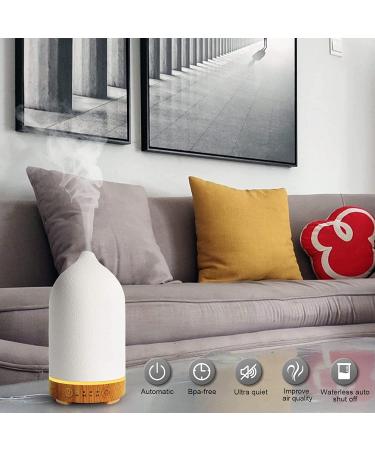 Essential Oil Diffuser Humidifier 100ML - Aromatherapy Ceramic Diffuser Wood Grain with 7-Color Night Light for Home Office Decor - A-White Wood Grain - Buy Online on GoSupps.com