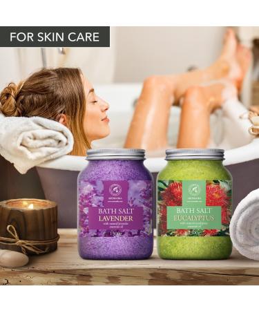 Buy Bath Sea Salt Set 2x46Oz - Lavender & Eucalyptus Aromatherapy - Natural Essential Oils for Relaxation & Spa Care - Buy Online on GoSupps.com