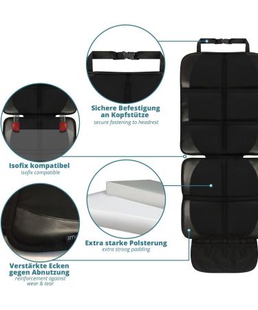 SmartPeas Child Seat Cover in Black with Free Backrest Protector - Universal Fit, Isofix Compatible, Non-Slip, Easy to Clean, Secure Installation - 1cm Upholstery High Backrest - Buy Online on GoSupps.com
