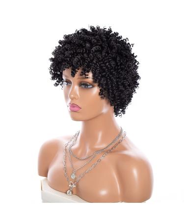 Afro Kinky Curly Wigs for Black Women - Short Natural Black Synthetic Hair Wig - Buy Online on GoSupps.com