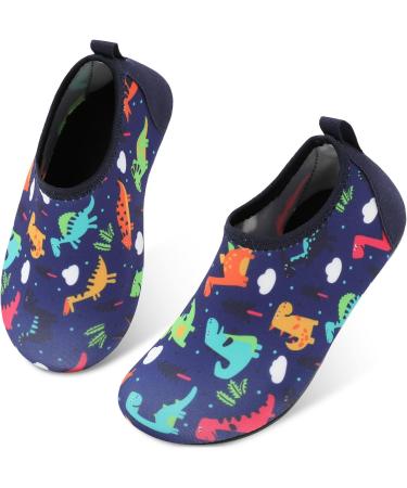 JIASUQI Kids Water Shoes Quick Dry Aqua Socks Navy Dinosaur | Size 8.5/9 UK Child - Buy Online on GoSupps.com