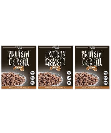 3 Pack Protein Cereal, Low Carb Cereal, High Protein Cereal, 15g Protein, 4g Net Carbs, High Performance Cereal, Macro-Controlled Packages (Cocoa)