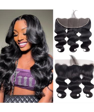 13x4 Body Wave Lace Frontal Closure with HD Transparent Frontal and Baby Hair Knots 150% Density Virgin Remy Human Hair Frontal in Natural Black Color for Natural Hairline and Upgrade Look (12 Inch) 12 Inch 13x4 HD Body ...