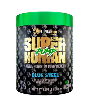 Alpha Lion Pump, Stimulant Free Preworkout, Balloon-Like Muscle Fullness Even After Your Workout (42 Servings, Blue Steel)