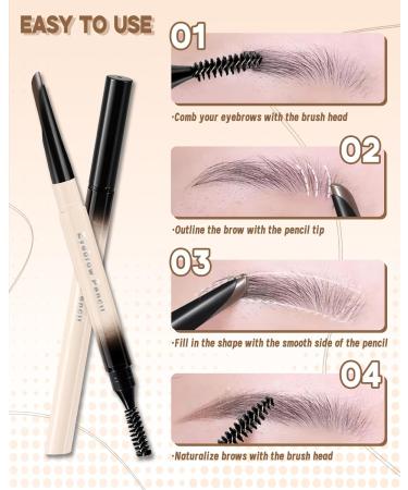 Black Grey Waterproof Eyebrow Pencil Angled Tip Sculpting Retractable Eyebrow Pencil Double Headed Brow Pencil with Spoolie Brush Smooth and Non-Clumping Long Lasting Eye Brow Makeup for Women-04 04 Black Grey - Buy Online on GoSupps.com