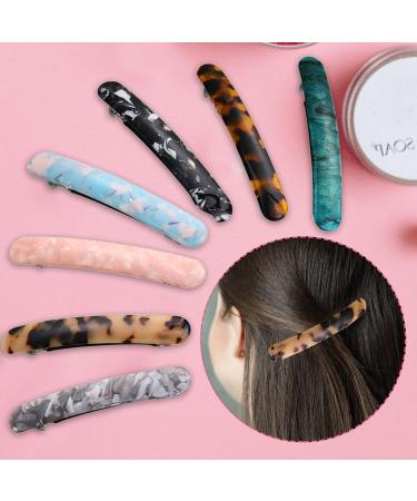 WTUGJEP Skinny Women Hair Barrettes 12 Pcs Tortoise Shell Acetate French Fine Hair Clip Automatic Ponytail Barrettes Long and Thin Handmade Celluloid Onyx Ponytail Holder Hairpins for Girls - Buy Online on GoSupps.com