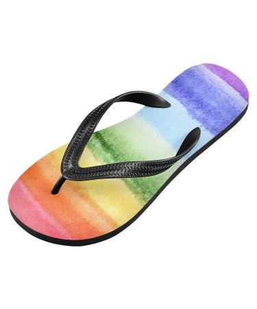 Mnsruu Water-Colored Rainbow Flip-Flops | Multi-Colored Sandals for Men & Women | Ideal for Hotel Spa Bedroom & Travel - Buy Online on GoSupps.com