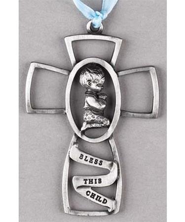 Bless This Child Praying Little Boy 3 Inch Pewter Crib Cross - Shop Now! - Buy Online on GoSupps.com