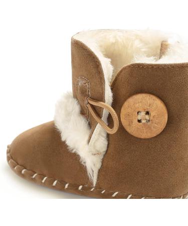 EDOTON Baby Winter Snow Boots | Button Design | Soft Non-slip Sole | 6-12 Months | Brown - Buy Online on GoSupps.com